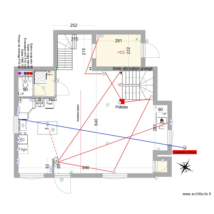 Le Pouget 2023 08 04 Rdc elec P+ I. Plan de 10 pièces et 74 m2