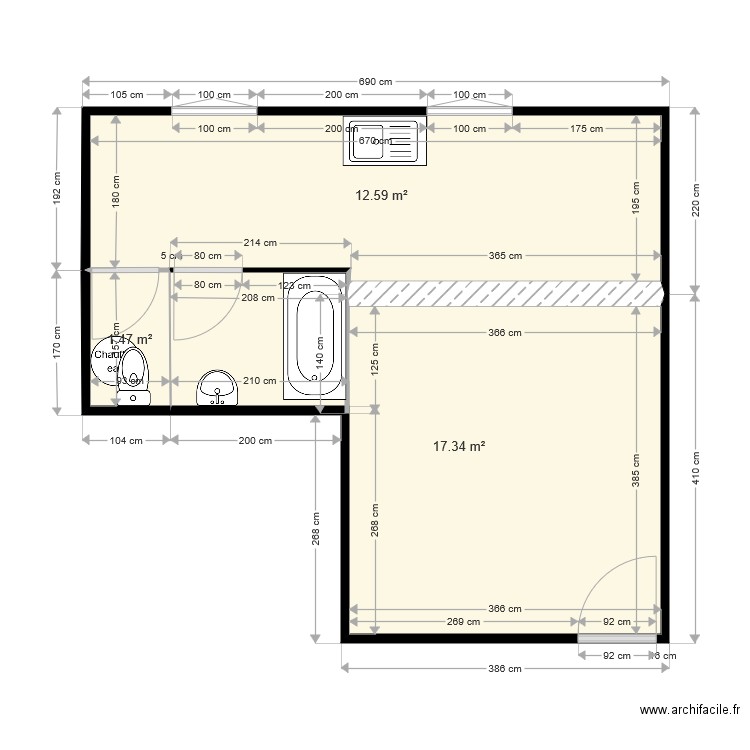 max 2. Plan de 0 pièce et 0 m2