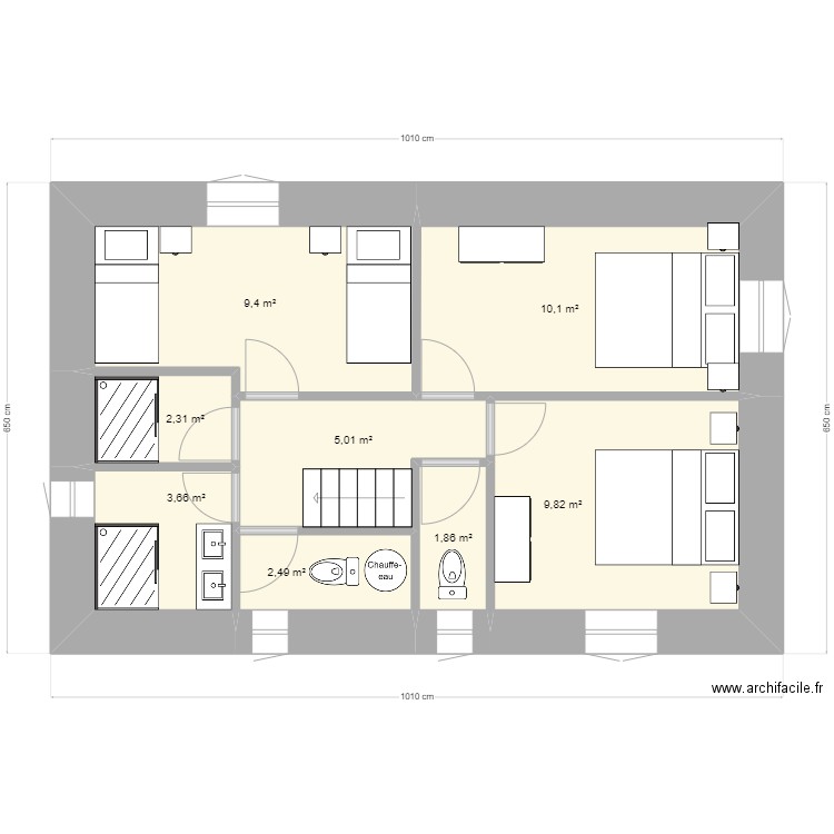 Gite 2 - esc B1 - R1 C. Plan de 8 pièces et 45 m2