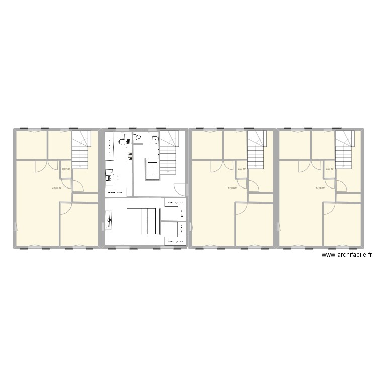 Etage. Plan de 6 pièces et 135 m2