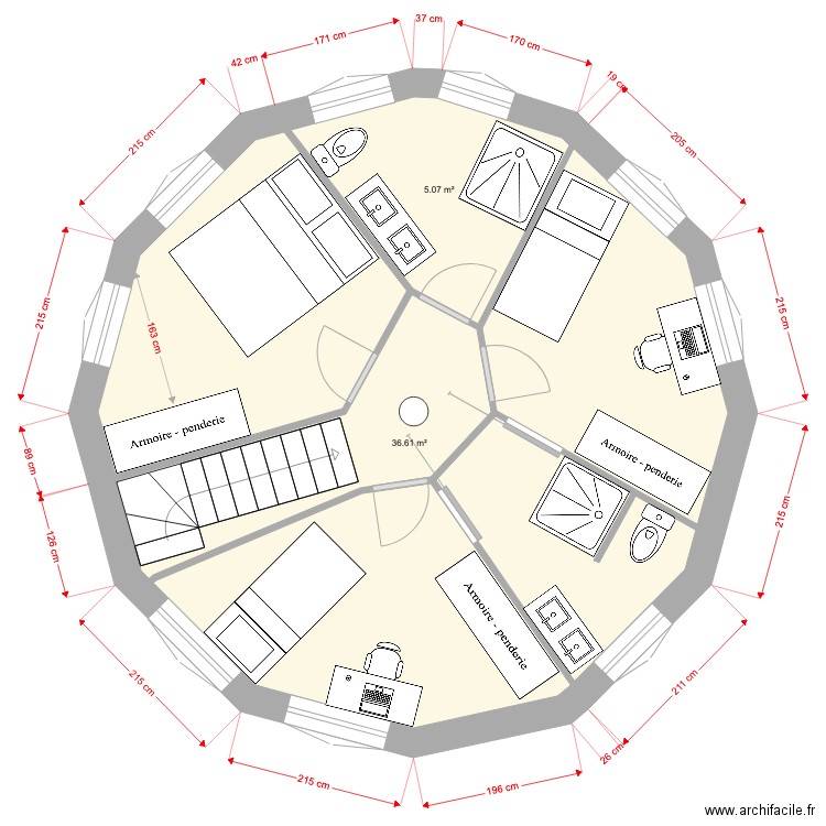 Cost2 Etage ronde V0. Plan de 0 pièce et 0 m2