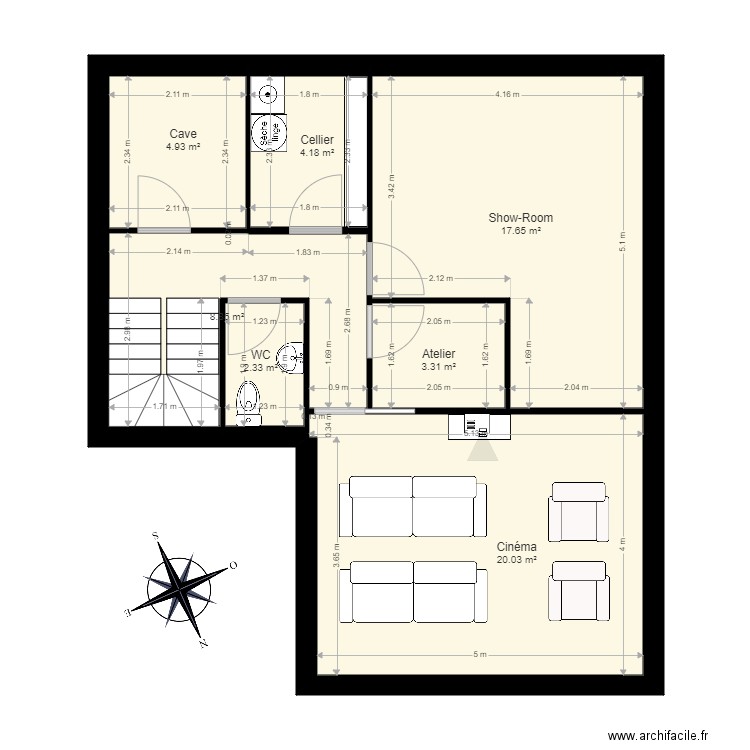 Plan sous sol. Plan de 0 pièce et 0 m2