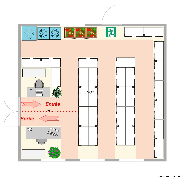 Maison Saint Etienne v3. Plan de 1 pièce et 50 m2