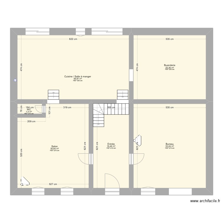 BURIE RDC V2. Plan de 6 pièces et 146 m2