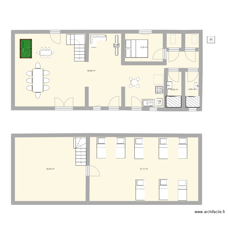 la pierre 2. Plan de 6 pièces et 141 m2