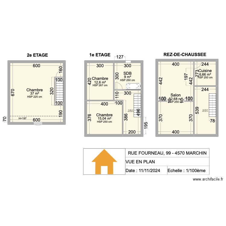 MARCHIN - VUE EN PLAN - V1.00. Plan de 9 pièces et 140 m2