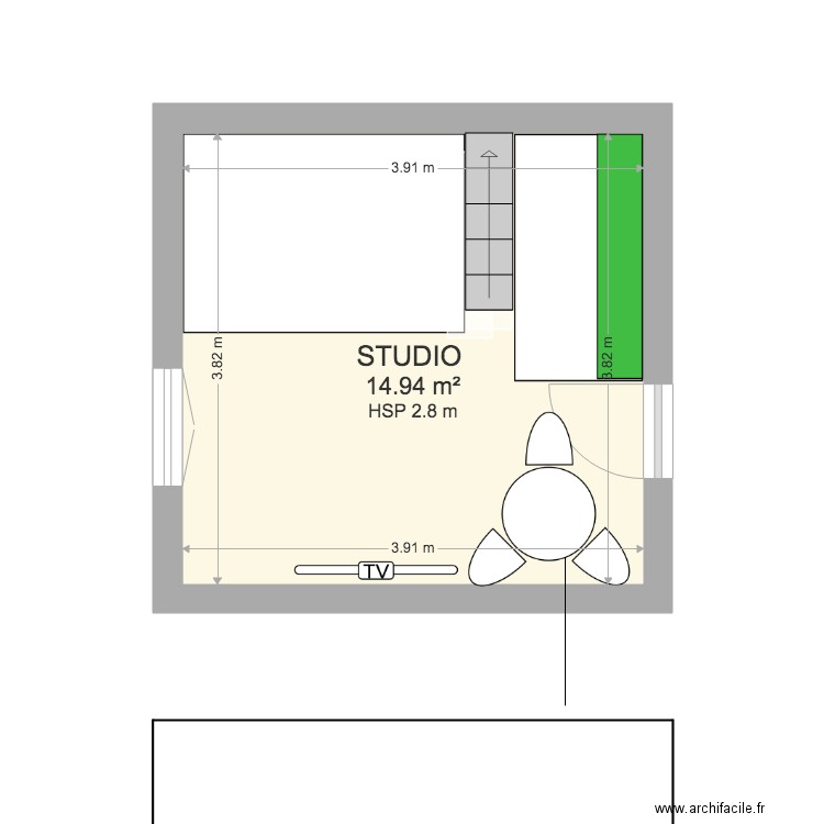 STUDIO. Plan de 0 pièce et 0 m2