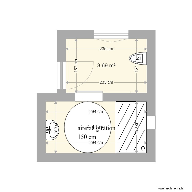 salle de bain proposition 1. Plan de 0 pièce et 0 m2