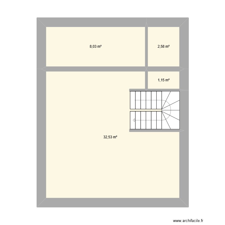 chalet zinc. Plan de 4 pièces et 44 m2