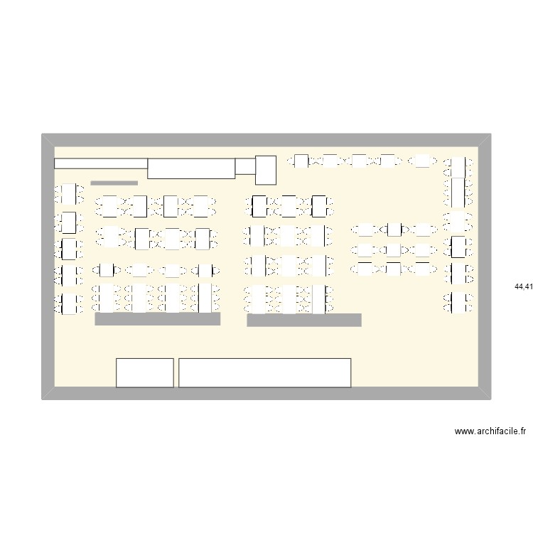 Market Bar. Plan de 1 pièce et 44 m2