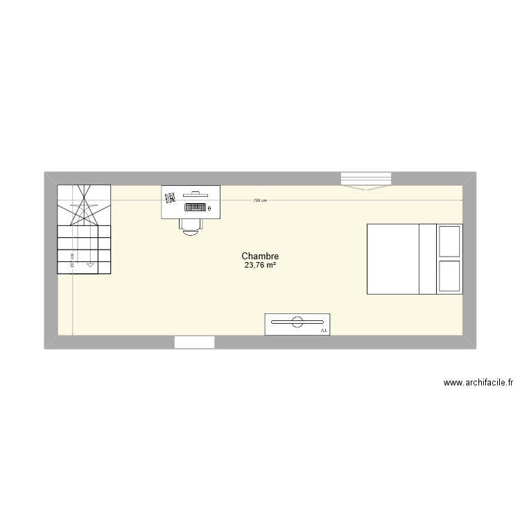 Maison 2 - 2EME ETAGE. Plan de 1 pièce et 24 m2