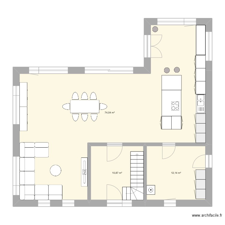 Plan T3 modif. Plan de 3 pièces et 97 m2