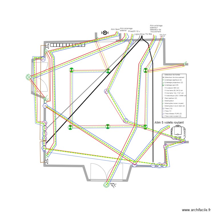 Plan élecrique Salon. Plan de 0 pièce et 0 m2