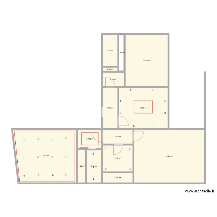 maison. Plan de 15 pièces et 109 m2