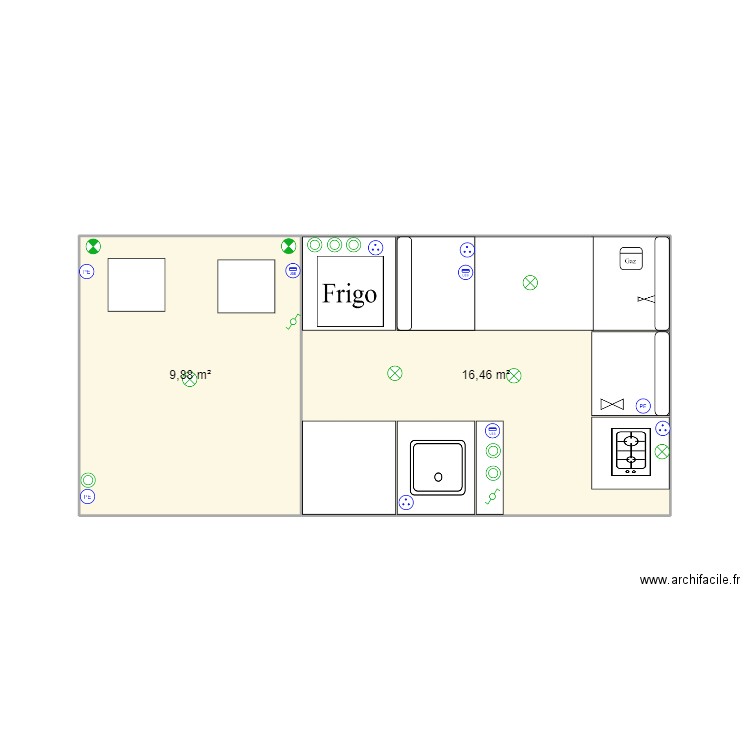 projet master clg. Plan de 2 pièces et 26 m2