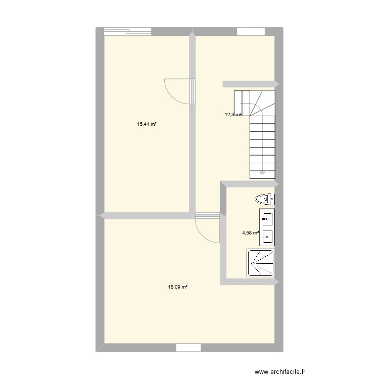 Grenier. Plan de 4 pièces et 50 m2