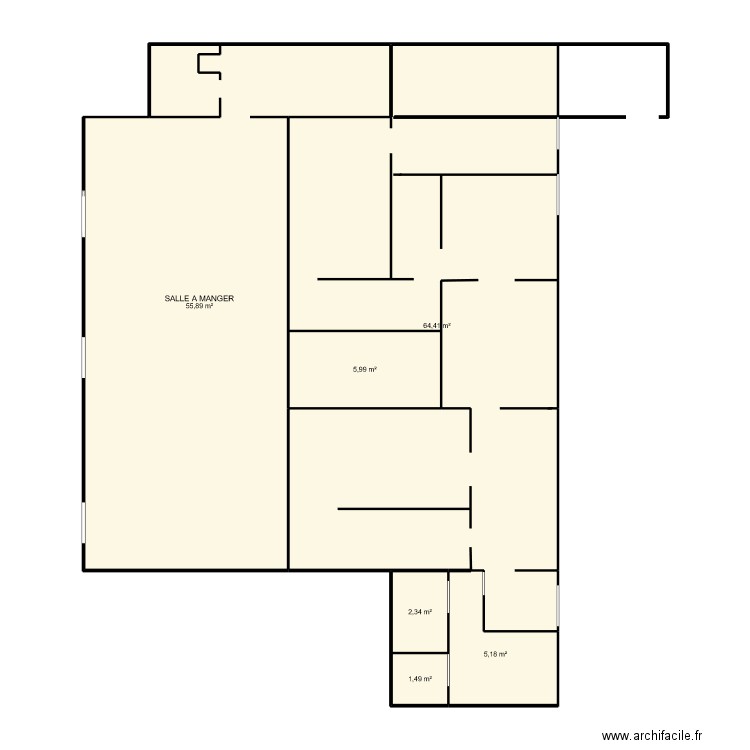 Cuisine ehpad. Plan de 6 pièces et 135 m2