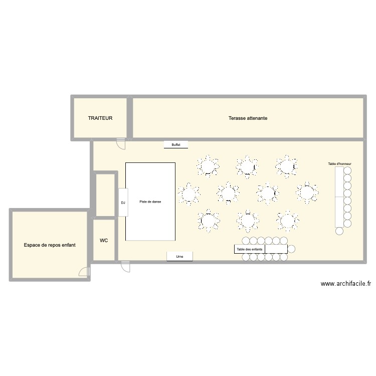 Salle de réception PLAN A. Plan de 6 pièces et 414 m2