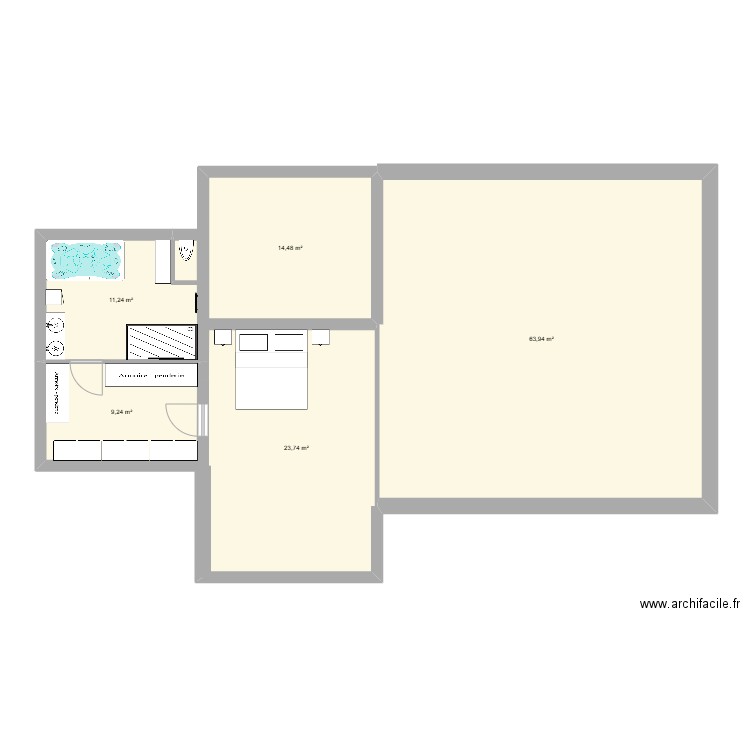 extension chambre. Plan de 5 pièces et 123 m2