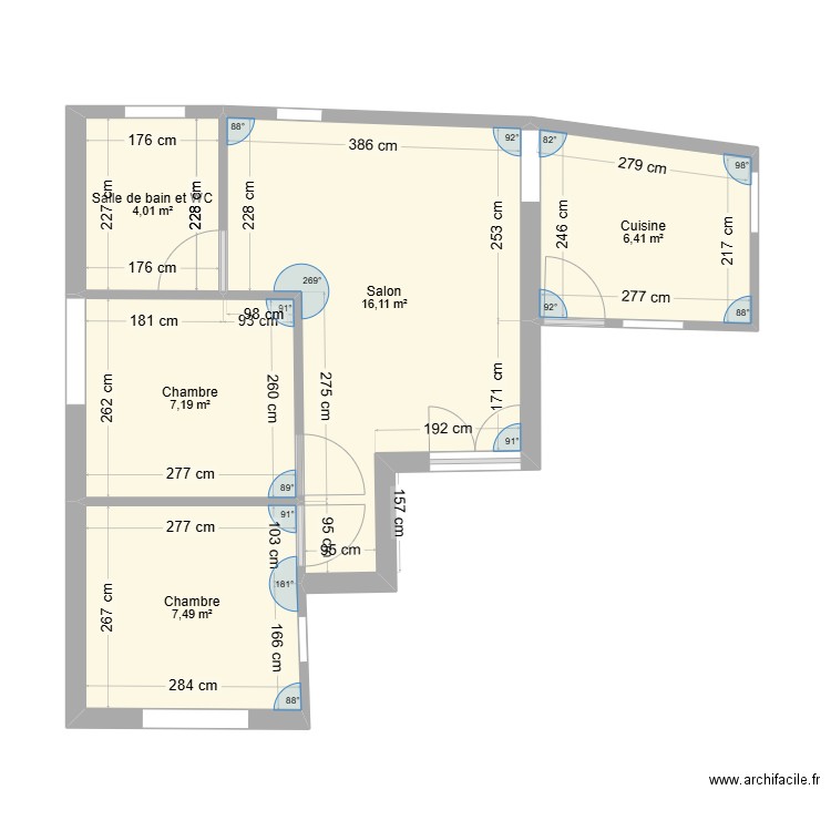 maison acajou. Plan de 5 pièces et 41 m2