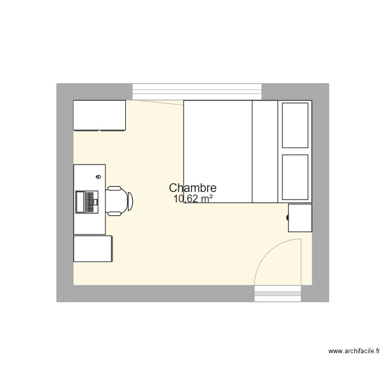 Chambre Aris. Plan de 1 pièce et 11 m2