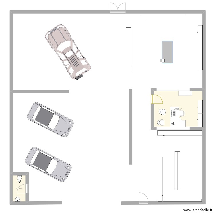 garage. Plan de 2 pièces et 17 m2