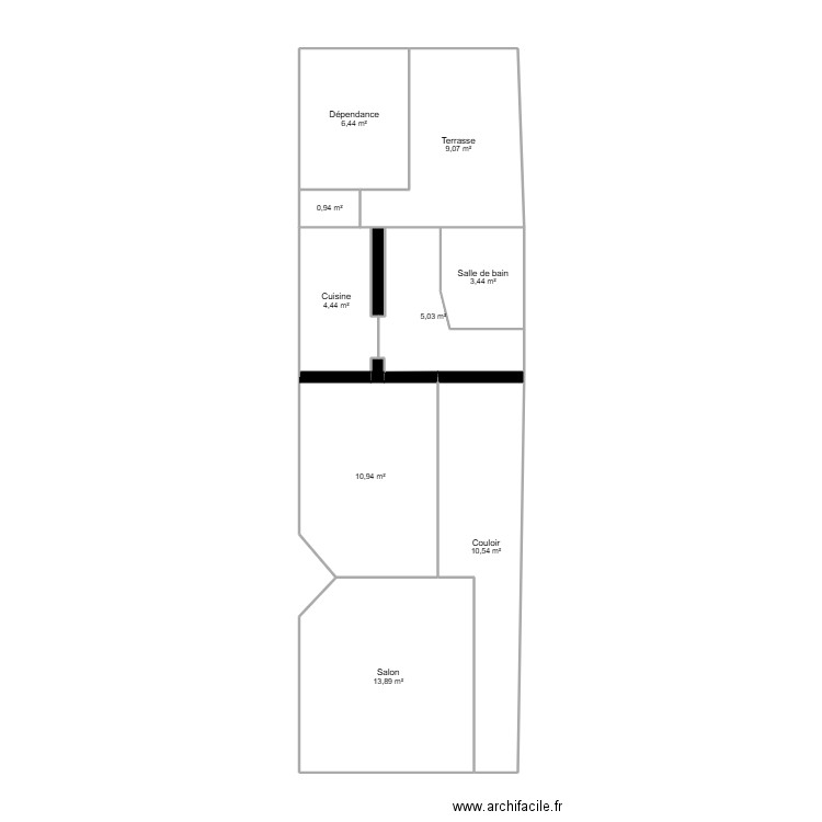 MAISON. Plan de 11 pièces et 65 m2