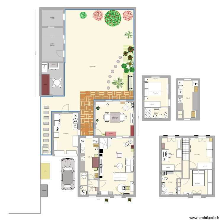 Les Molières agrandissement mairie. Plan de 23 pièces et 262 m2