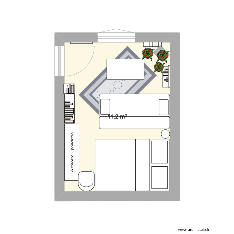 21 Secretan V3. Plan de 1 pièce et 11 m2