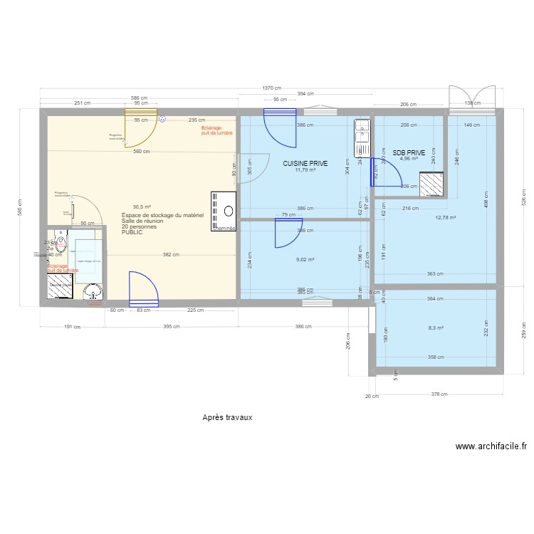 swin après version 1. Plan de 6 pièces et 77 m2