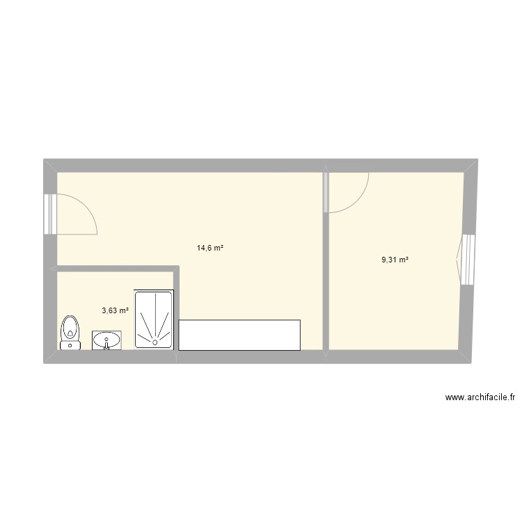 Lacretelle - Lot 4. Plan de 3 pièces et 28 m2