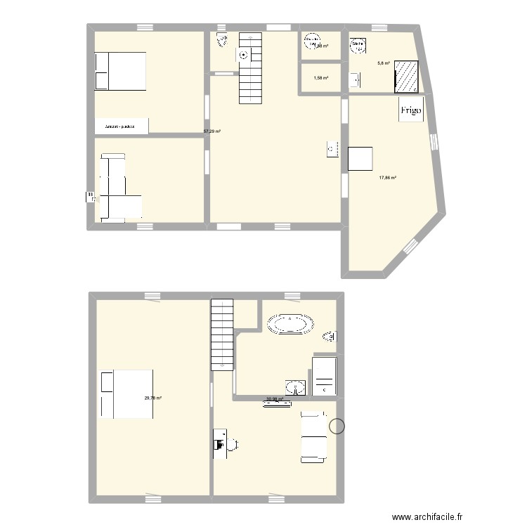 maison. Plan de 7 pièces et 145 m2