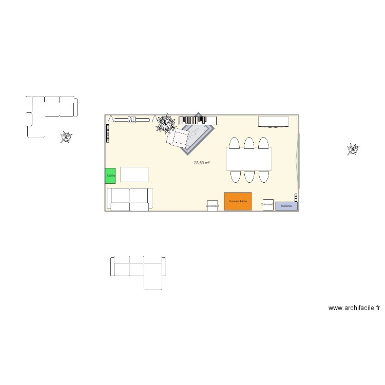 Maison Déodat. Plan de 1 pièce et 29 m2