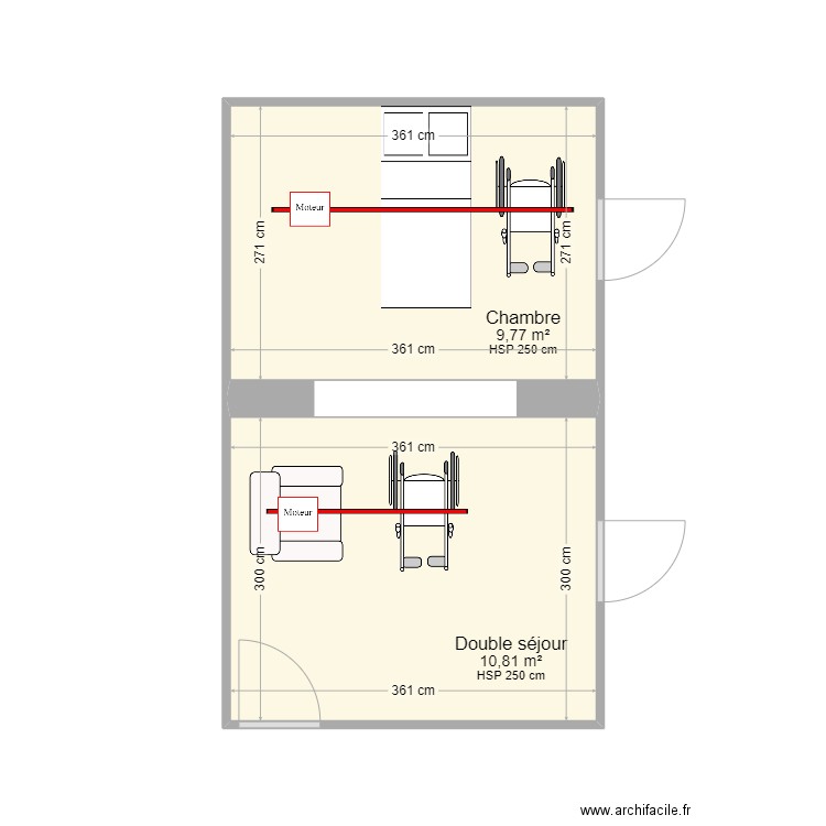 PARRA 33. Plan de 2 pièces et 21 m2