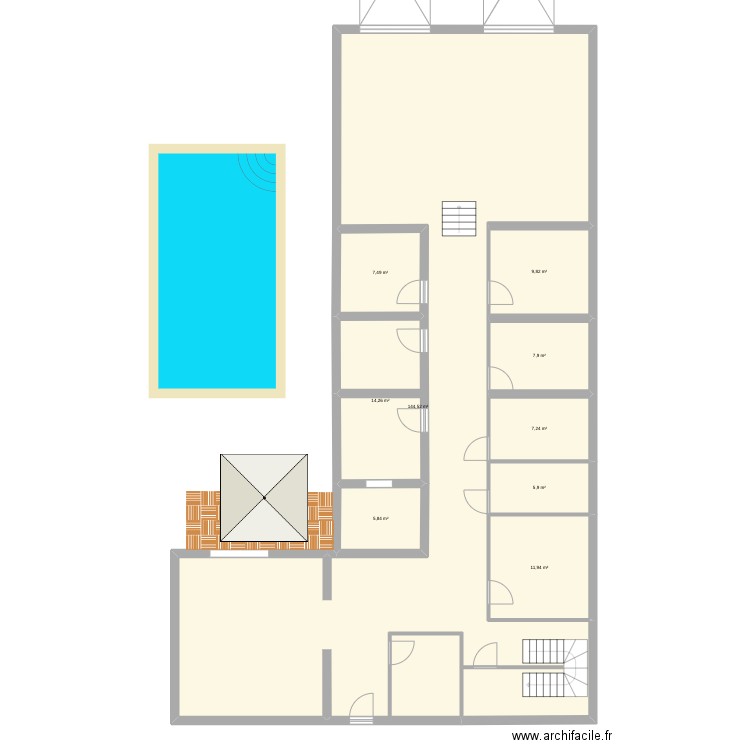 Maison Saint Simon. Plan de 9 pièces et 215 m2