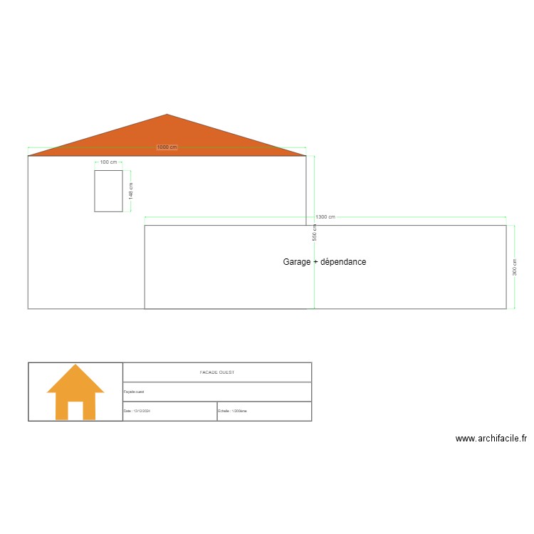 Façade ouest. Plan de 0 pièce et 0 m2