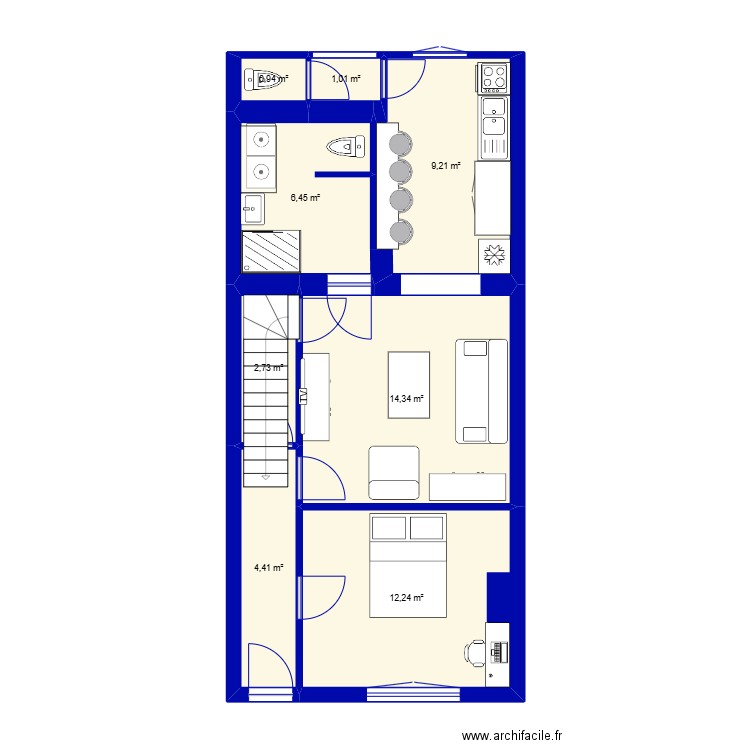 plan maison. Plan de 8 pièces et 51 m2