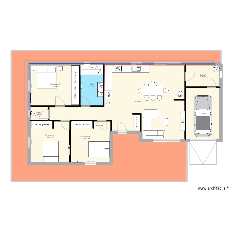 Plan maison culhat. Plan de 9 pièces et 190 m2