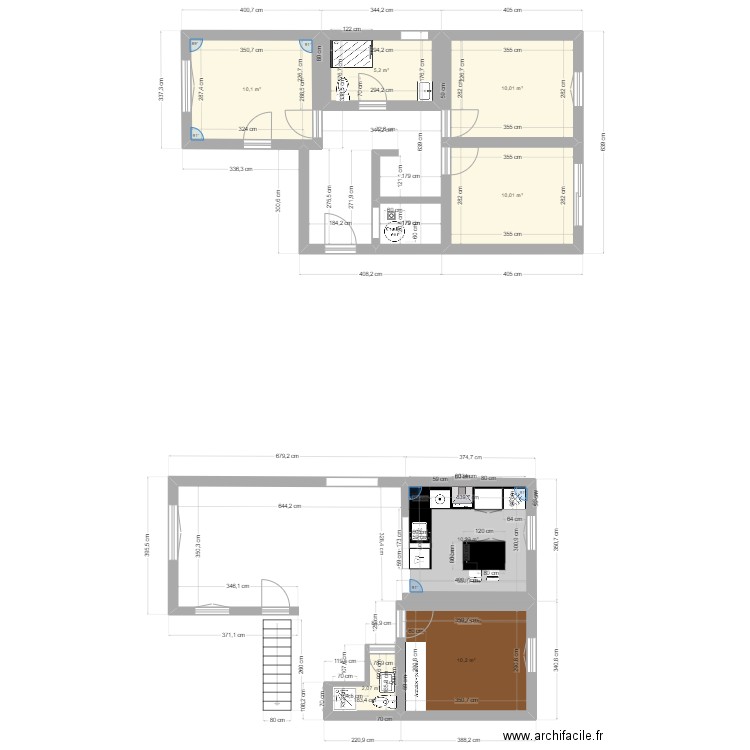 RDC LES ROSES. Plan de 7 pièces et 58 m2