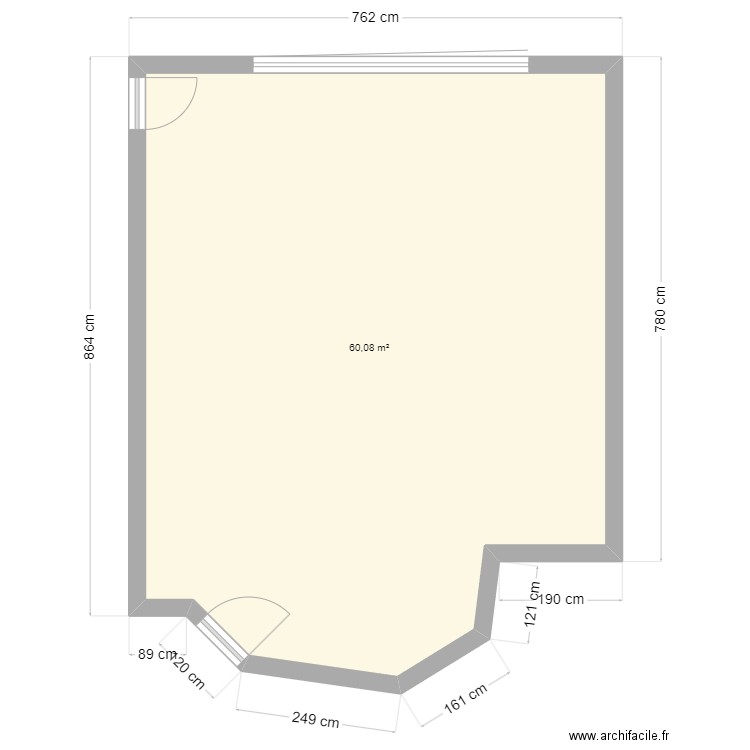 smdf. Plan de 1 pièce et 60 m2