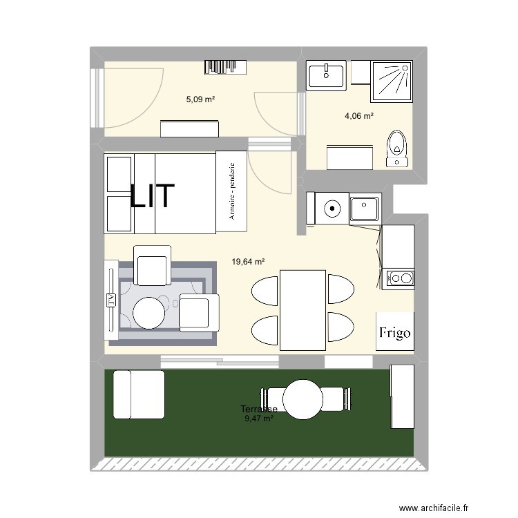 Olé's Home 204. Plan de 4 pièces et 38 m2