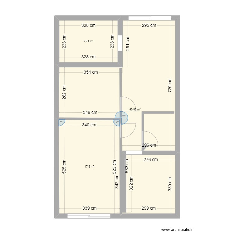 kokotia. Plan de 3 pièces et 66 m2