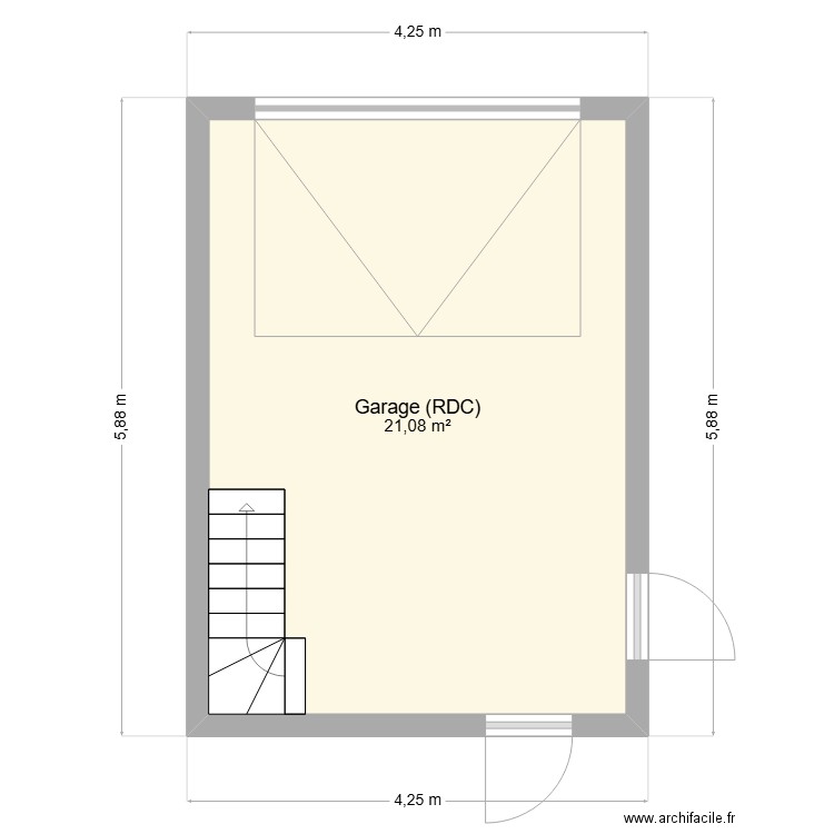 Garage (Vue de dessus). Plan de 3 pièces et 44 m2