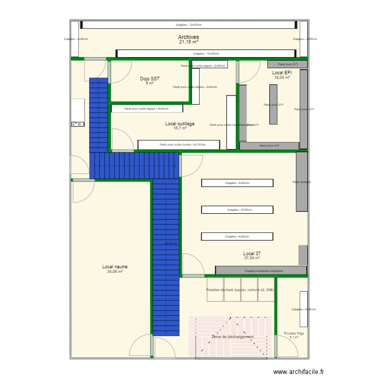 nouvelle agence. Plan de 8 pièces et 186 m2