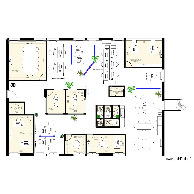 SLV 3. Plan de 14 pièces et 107 m2