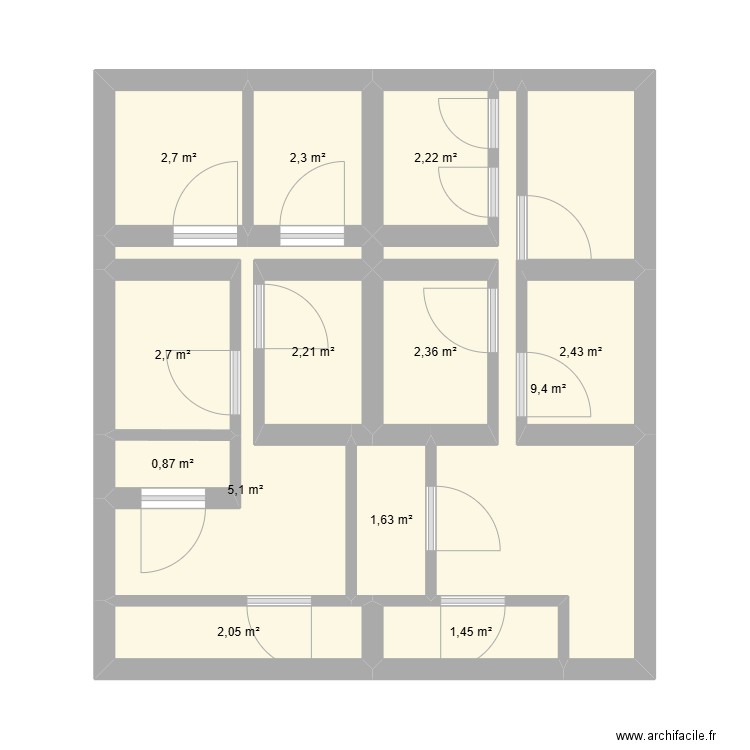 Mael. Plan de 13 pièces et 37 m2