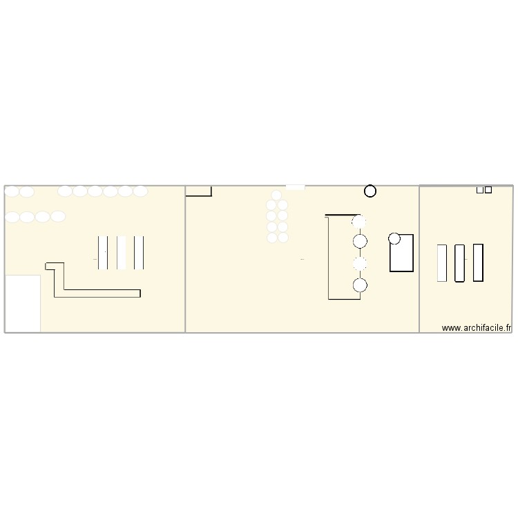 Brasserie. Plan de 3 pièces et 3491 m2