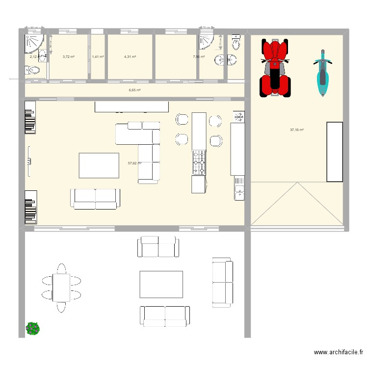 VOHILAVA2. Plan de 8 pièces et 121 m2