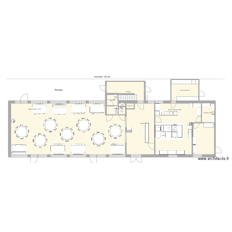 SALLE LE REFECTOIRE. Plan de 12 pièces et 234 m2