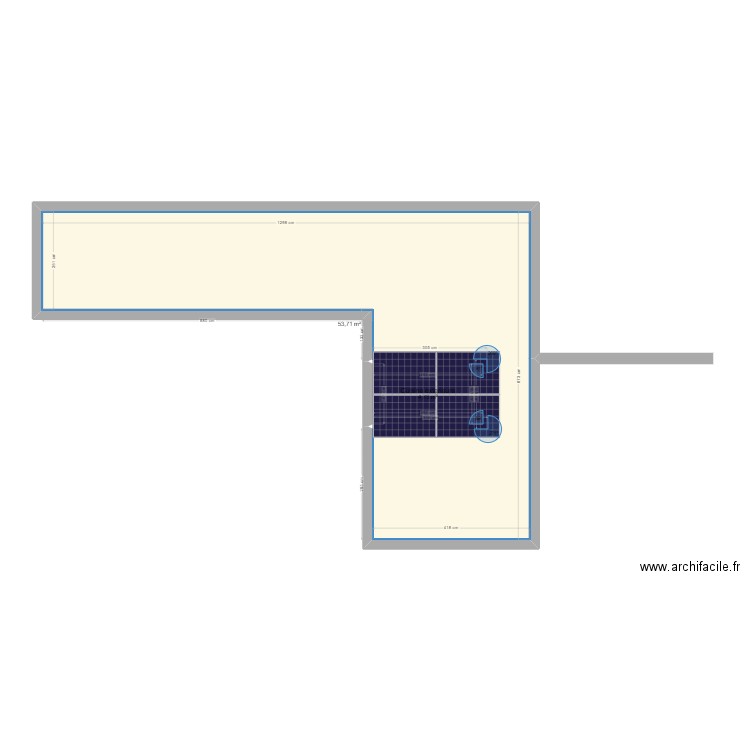 modif terrasse . Plan de 2 pièces et 58 m2